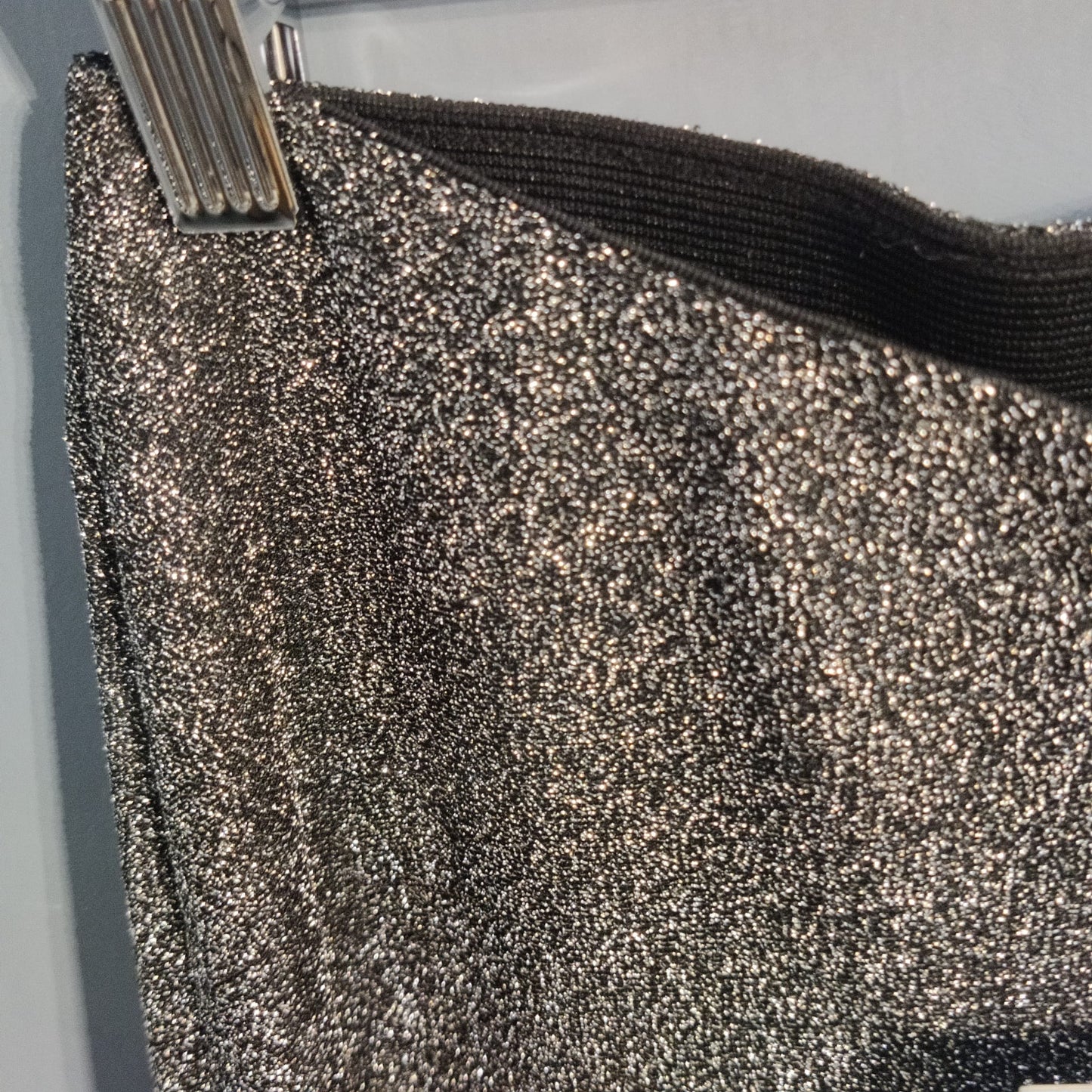 Pantaloni lunghi dritti argentati lucidi