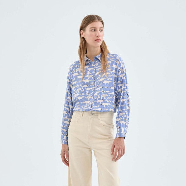 Camicia a maniche lunghe con stampa di animali