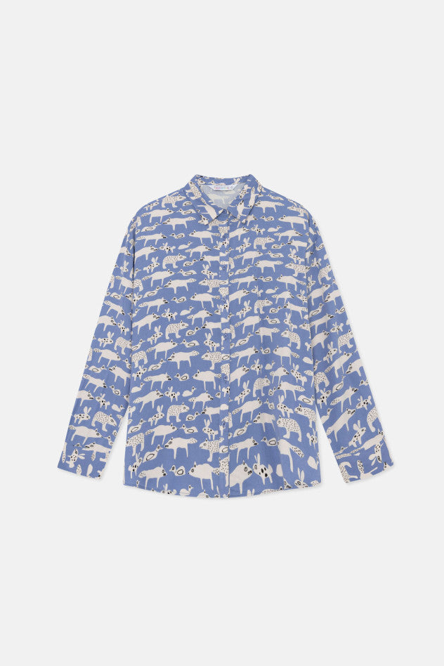 Camicia a maniche lunghe con stampa di animali