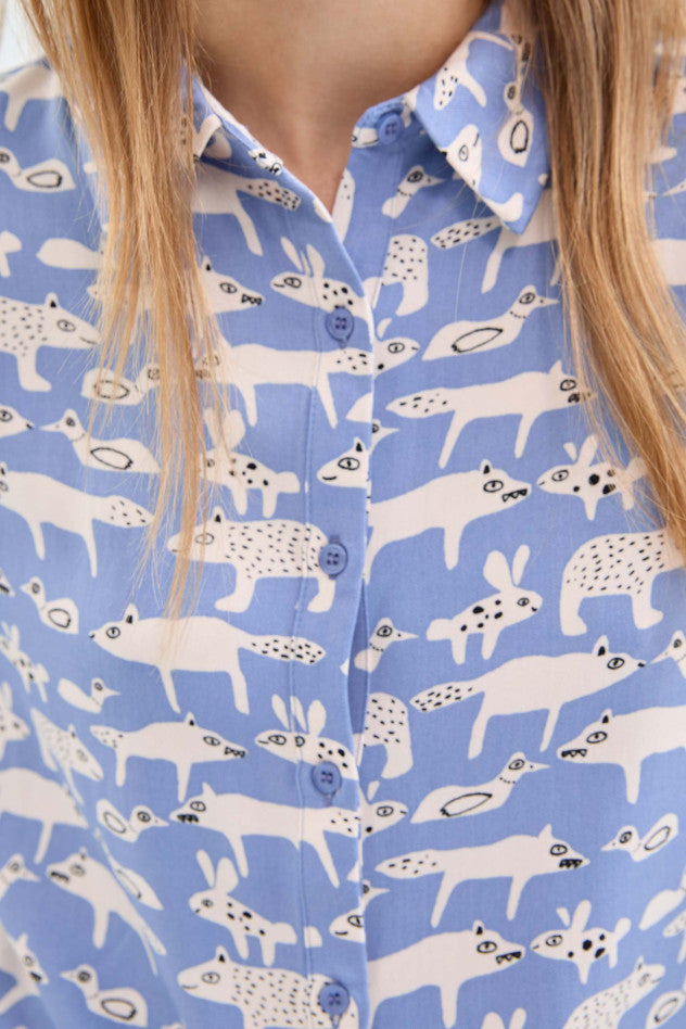 Camicia a maniche lunghe con stampa di animali