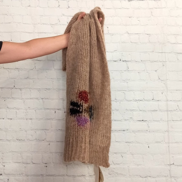 Sciarpa fiori beige