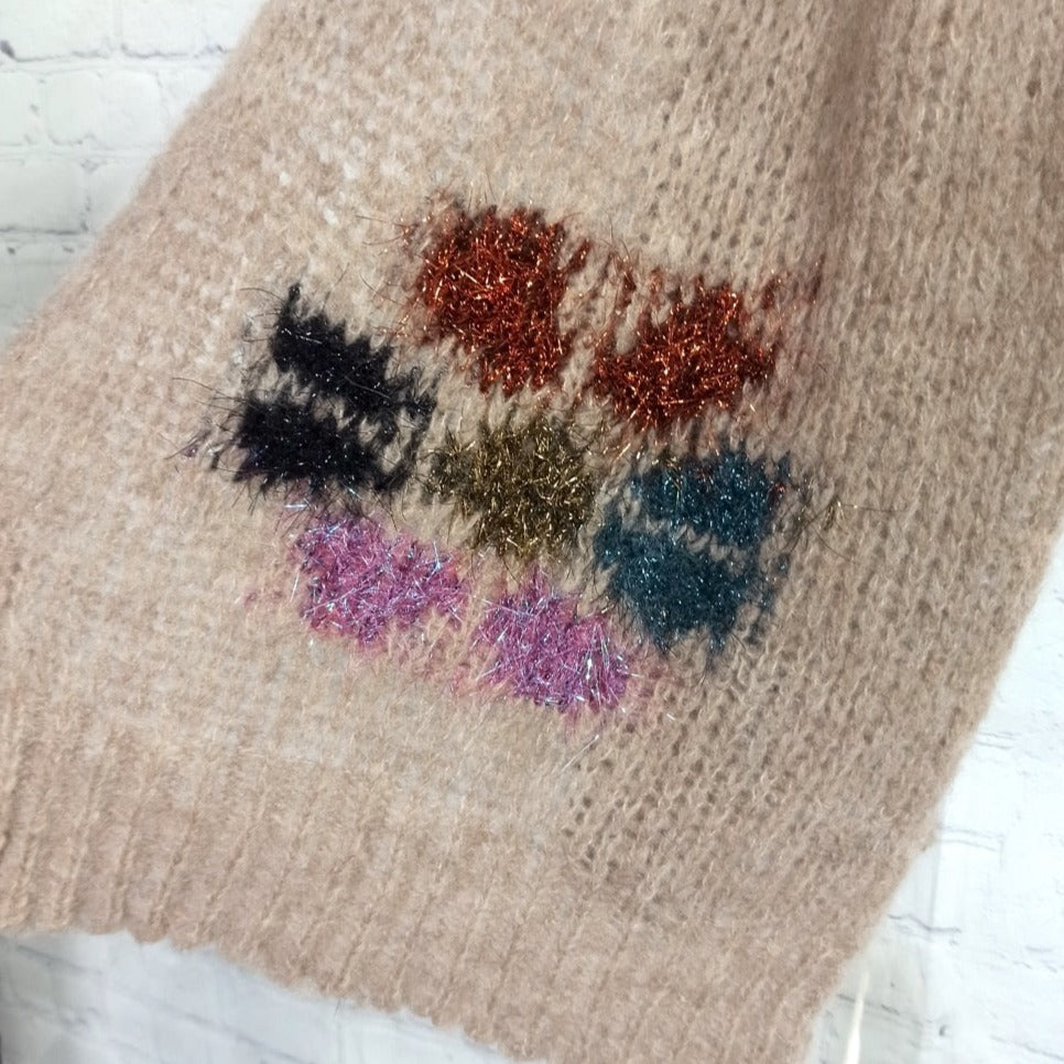 Sciarpa fiori beige