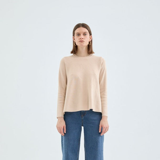 Maglia a maglia a-linea beige
