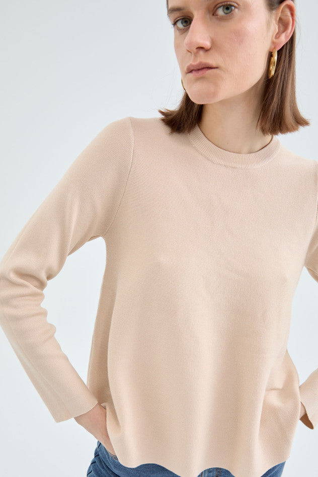 Maglia a maglia a-linea beige