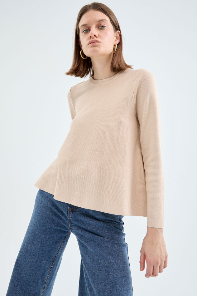 Maglia a maglia a-linea beige