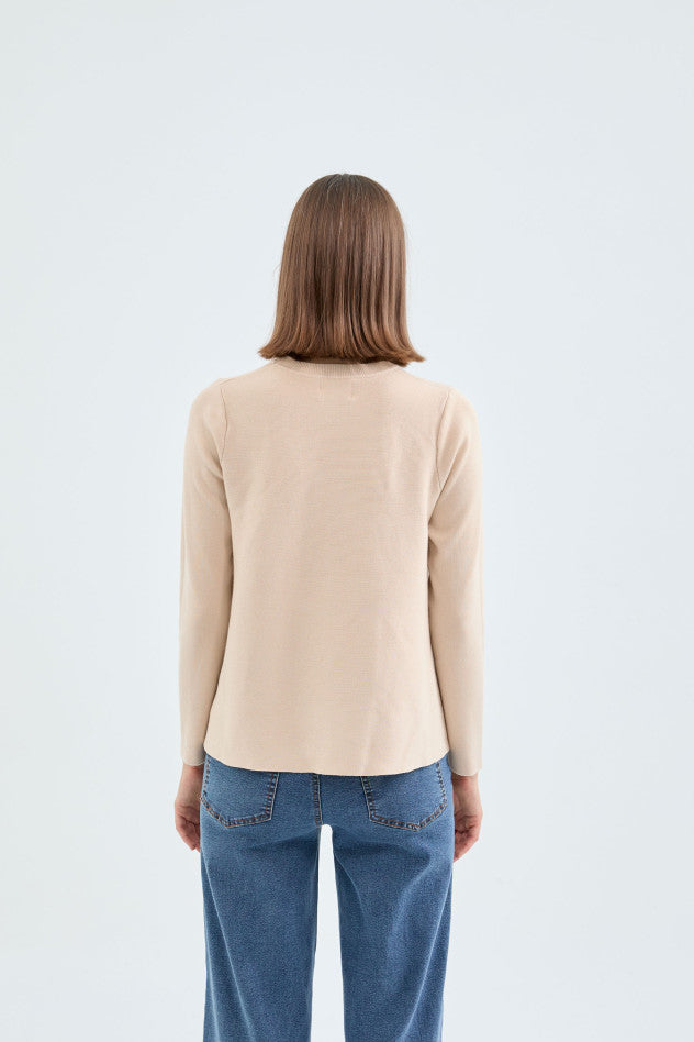 Maglia a maglia a-linea beige