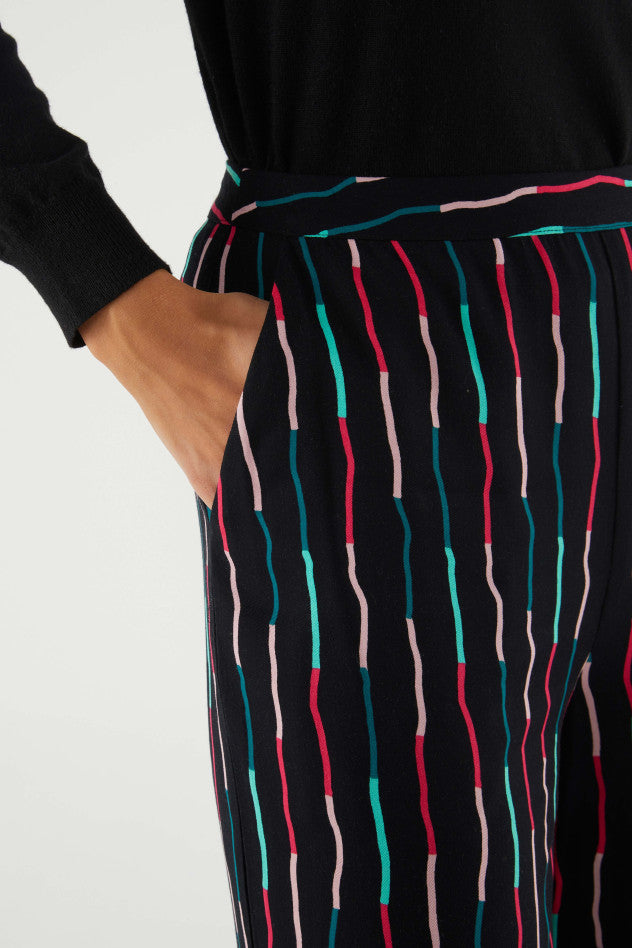 Pantaloni lunghi dritti da abito con stampa a righe nere