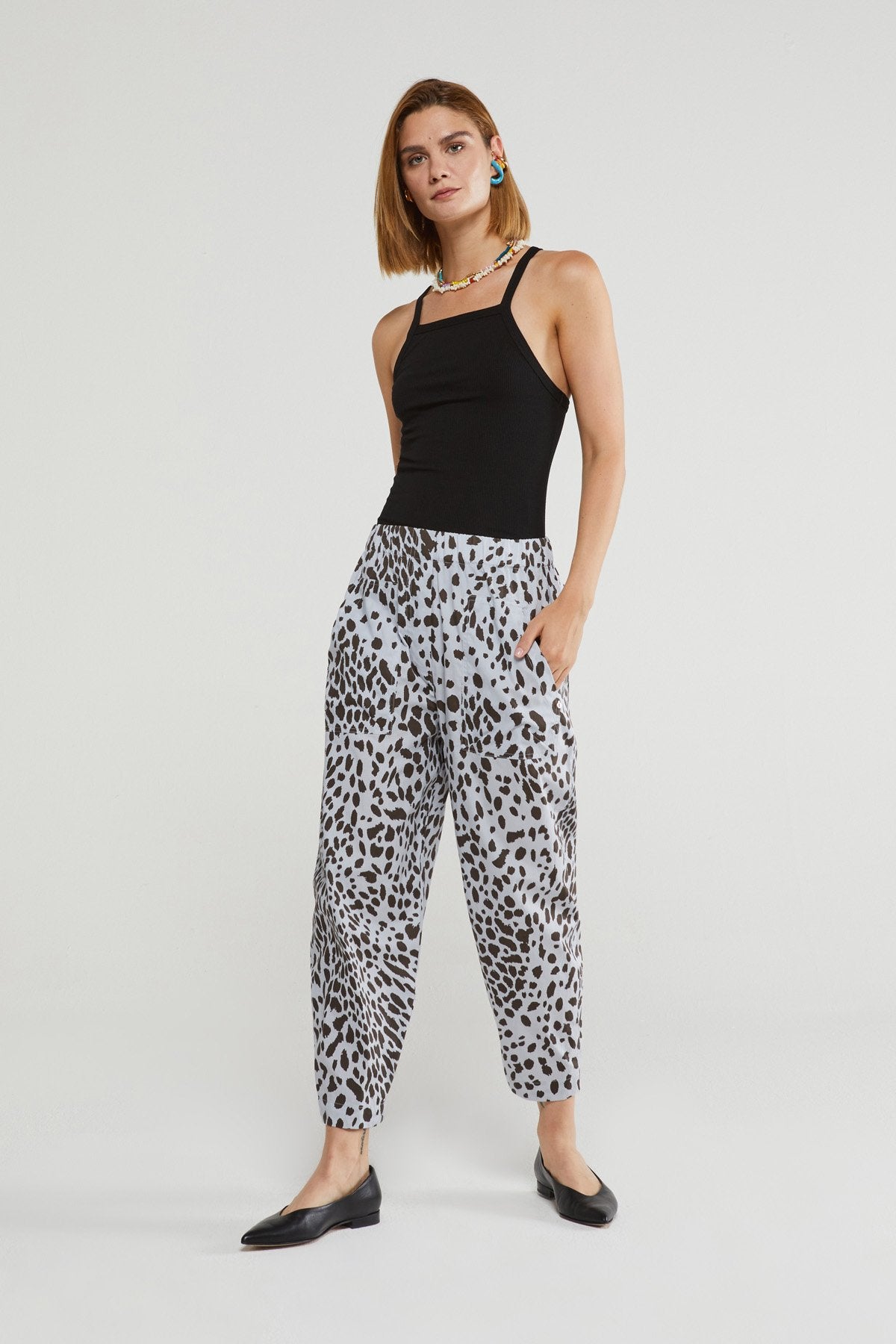 Pantalone in cotone animalier