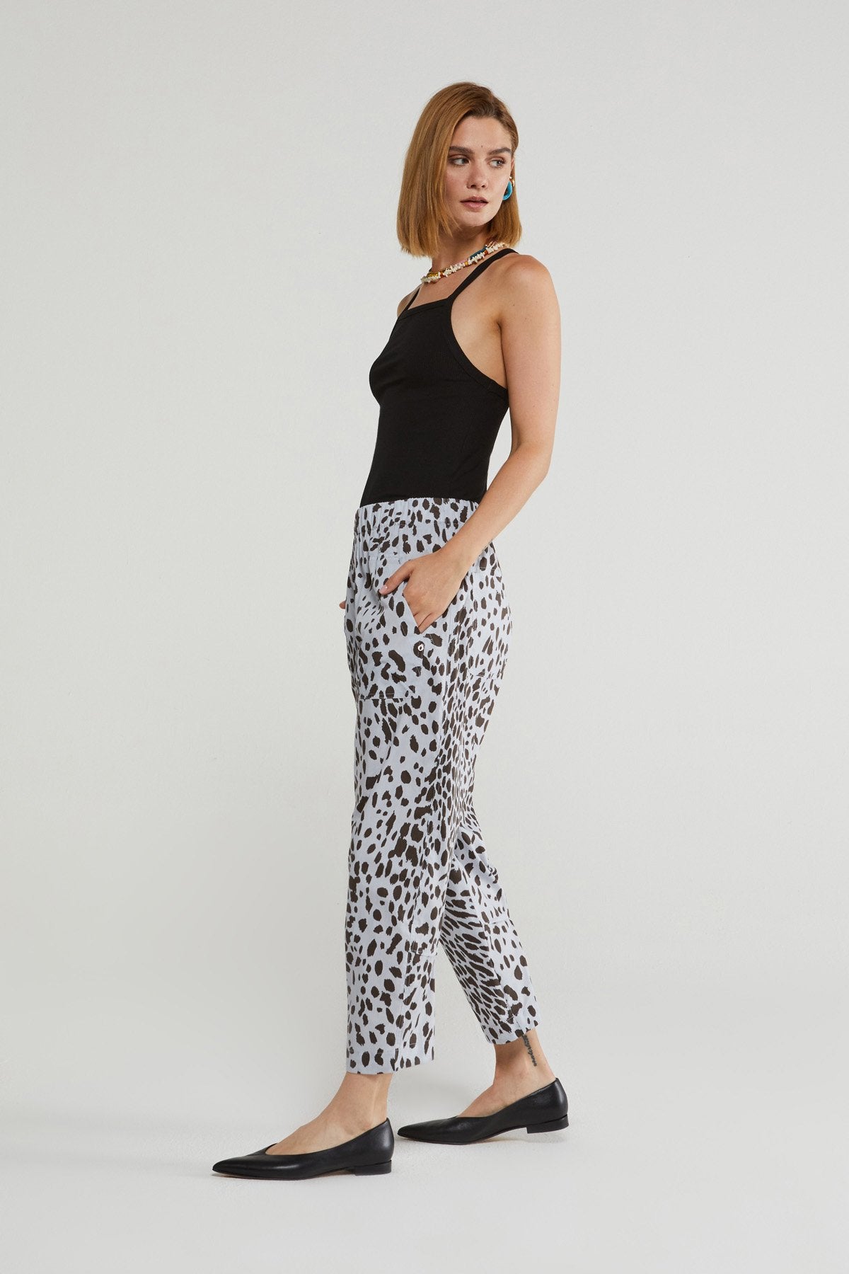 Pantalone in cotone animalier