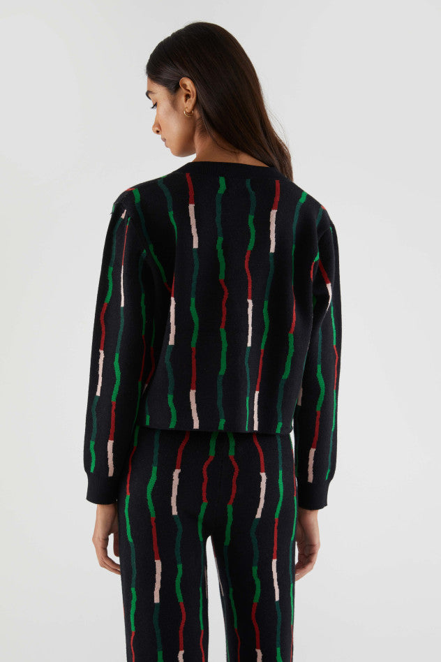 Cárdigans corto a maglia con stampa a righe